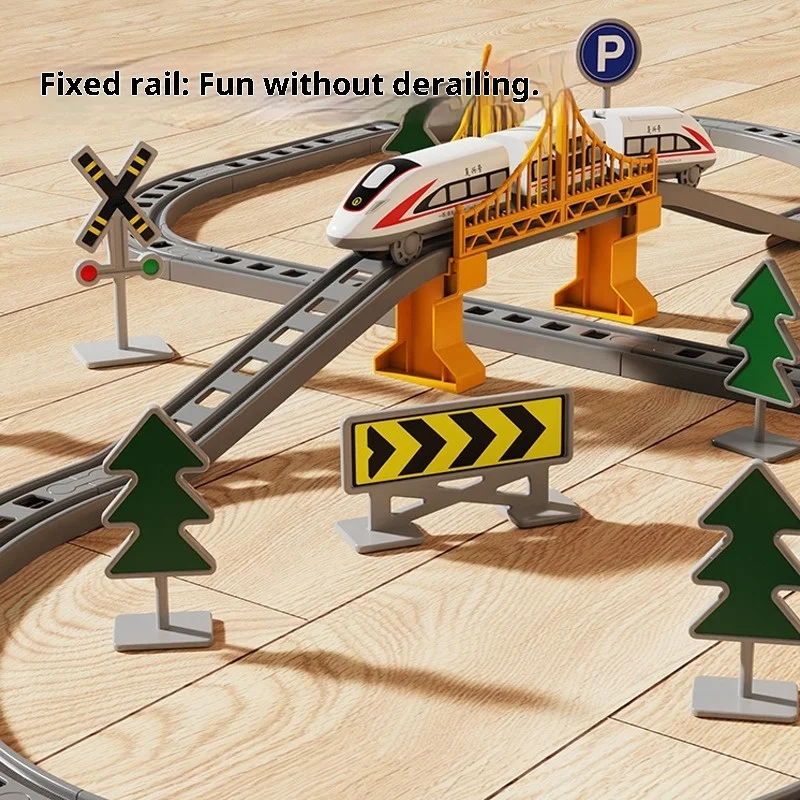 مجموعة قطار كهربائي للأطفال مع لعبة مسار سيارة تجميع نموذج هدية تعليمية عالية السرعة للسكك الحديدية مجموعة لعب هدية جديدة #3