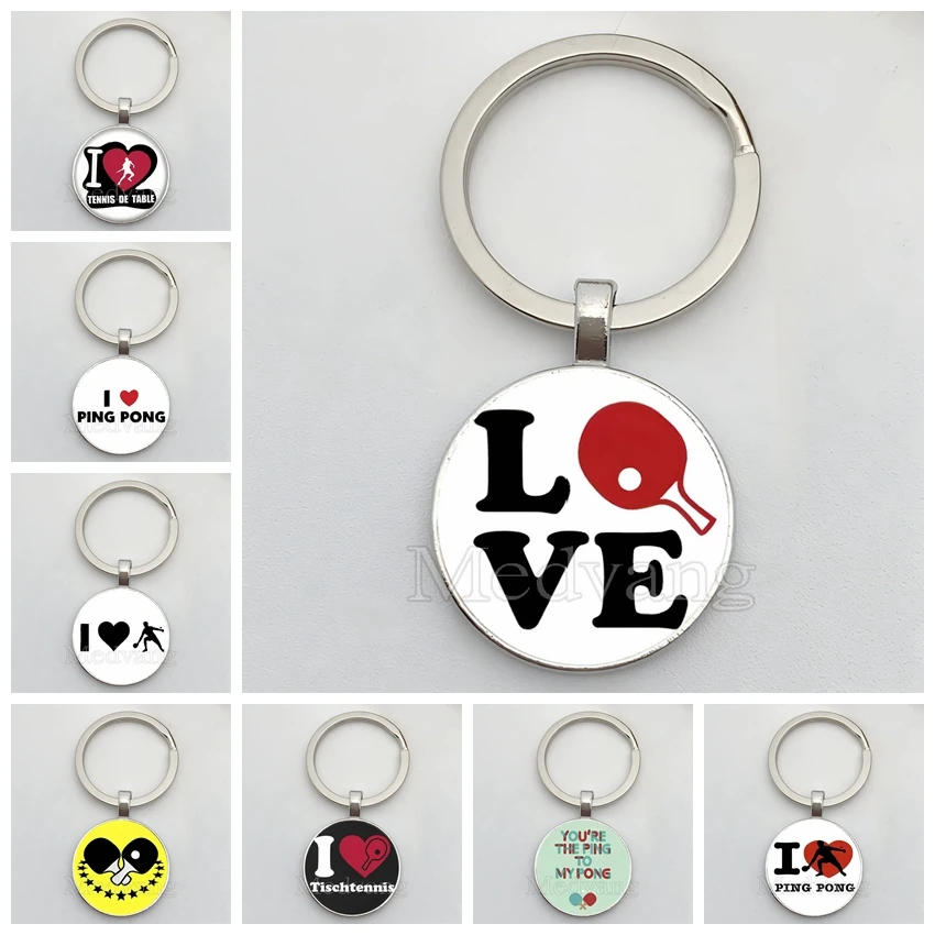 Ping Pong Keychain Table Tennis Athlete Charm Jewelry Pendant Key Ring I Love Ping Pong Gift Club Wholesale