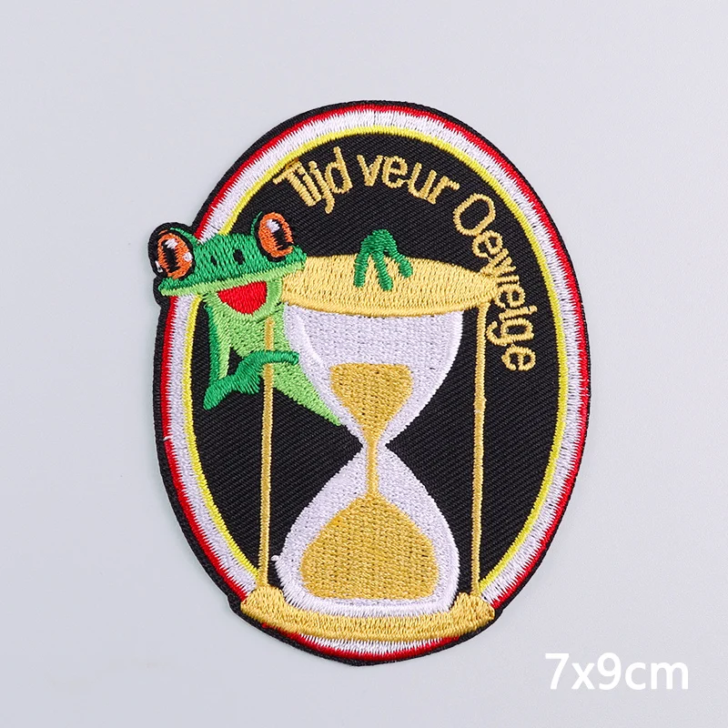 Nederland Carnaval Kikker Borduurpatch Nederland Oeteldonk Embleem Patch DIY Naaien op jas Opstrijkbare patches voor kleding