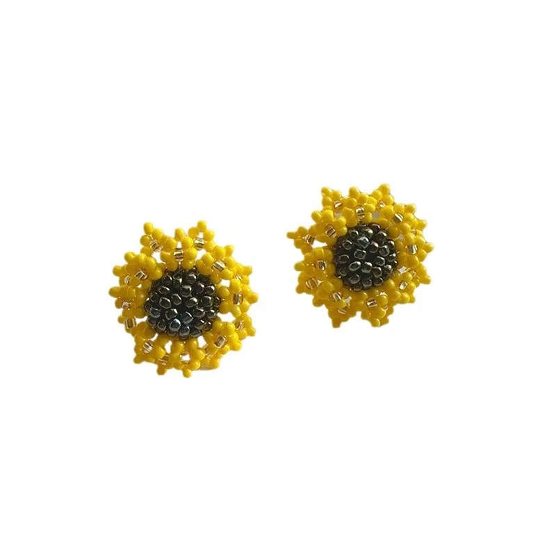 Handmade Beaded Sunflower Earrings