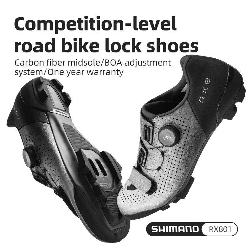 Shimano MTB Gravel RX801 Lock Shoes - Competition Level Cycling Lock Shoes for Bicycle Riding