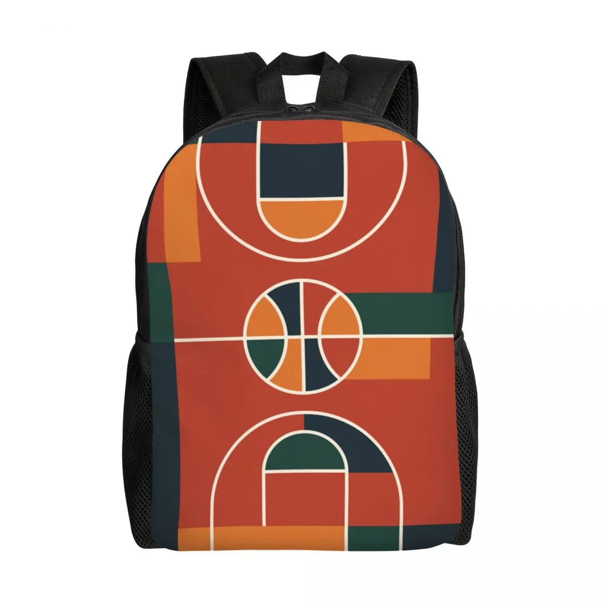 กระเป๋าใส่แล็ปท็อปของสนามบาสเก็ตบอลกระเป๋าใส่หนังสือพื้นฐานสำหรับกระเป๋าสะพายพิมพ์ลายกีฬาสำหรับนักเรียนวิทยาลัย