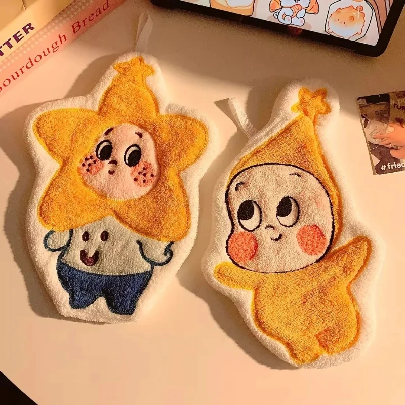 Cute Cartoon Hand Towel for Kids Quick Dry Absorbent Thickened Coral Fleece Hanging Bathroom Children's Handkerchief