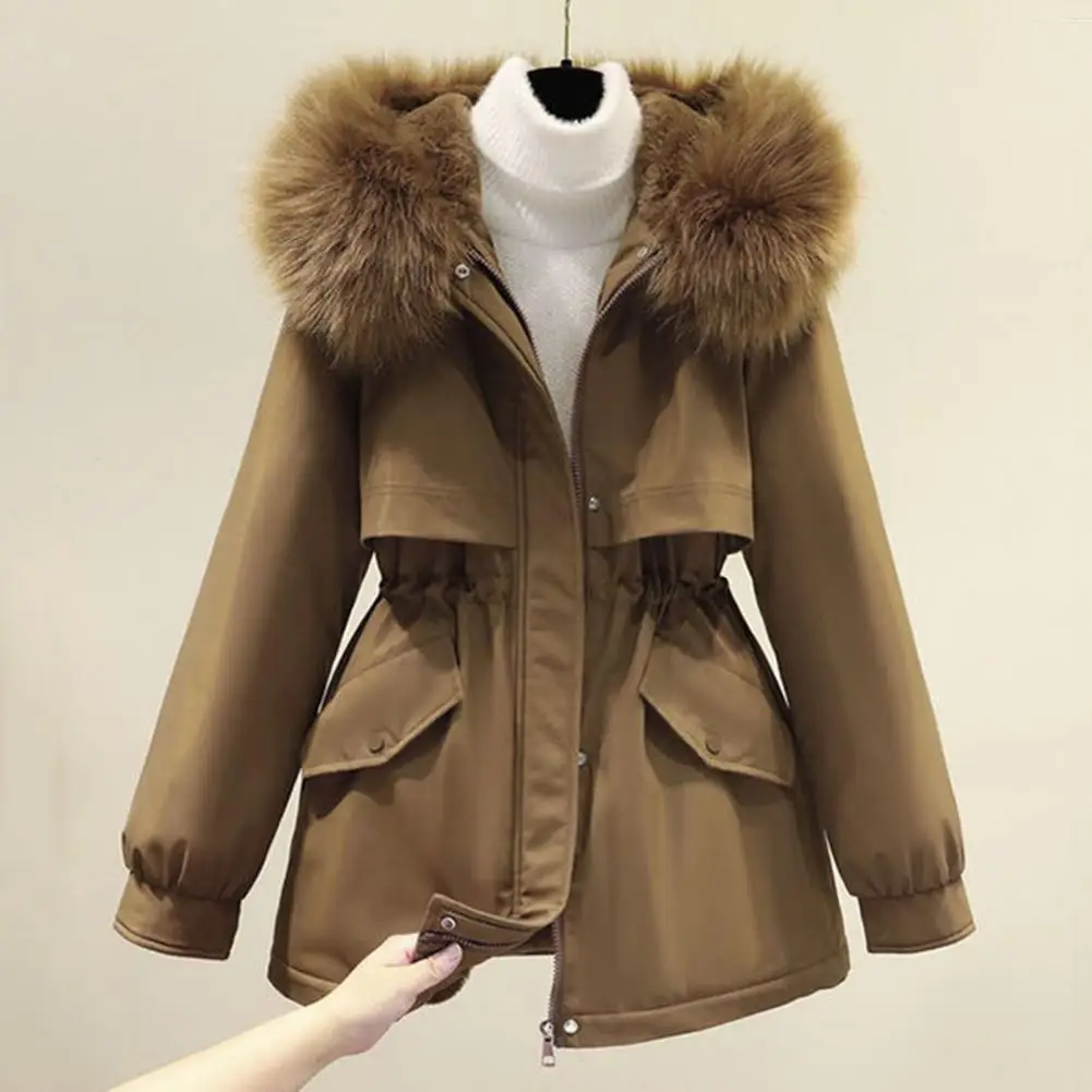 Women Parka Fashion Long Coat Hooded Parkas 2024 New Winter Jacket Slim with  Furry Collar Warm Snow Wear Padded Clothes