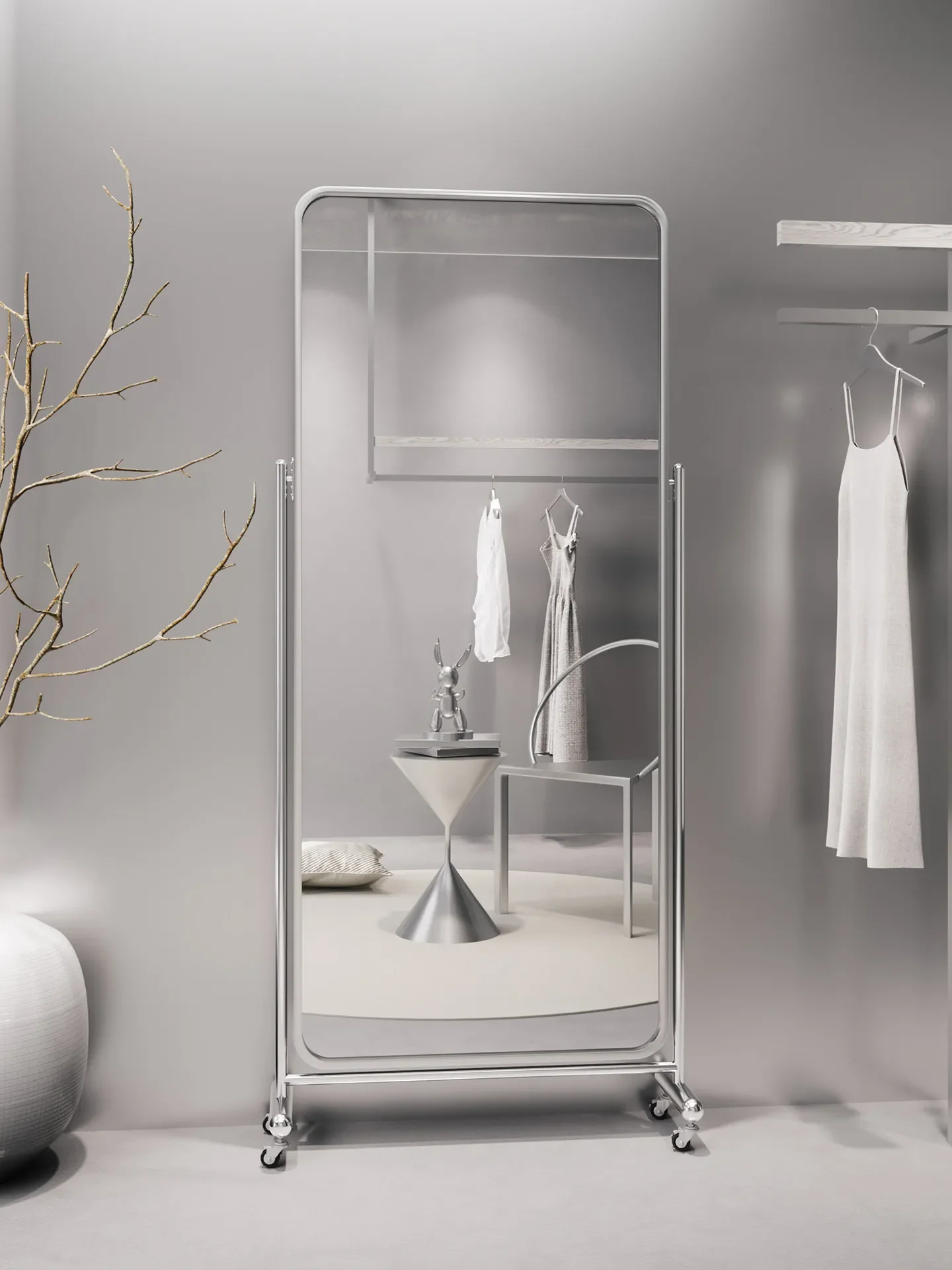 Mirror full-body  advanced sense movable full-length mirror clothing store thin beauty fitting mirror Internet celebrity