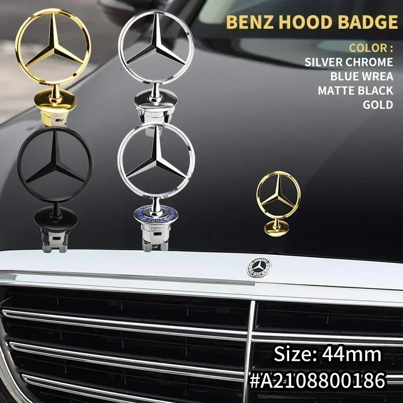 1pcs 3D Metal Chrome Star Bonnet Hood Logo Emblem Badge For Mercedes Benz AMG class W205 W203 GLC GLK W206 W220 A180 W211