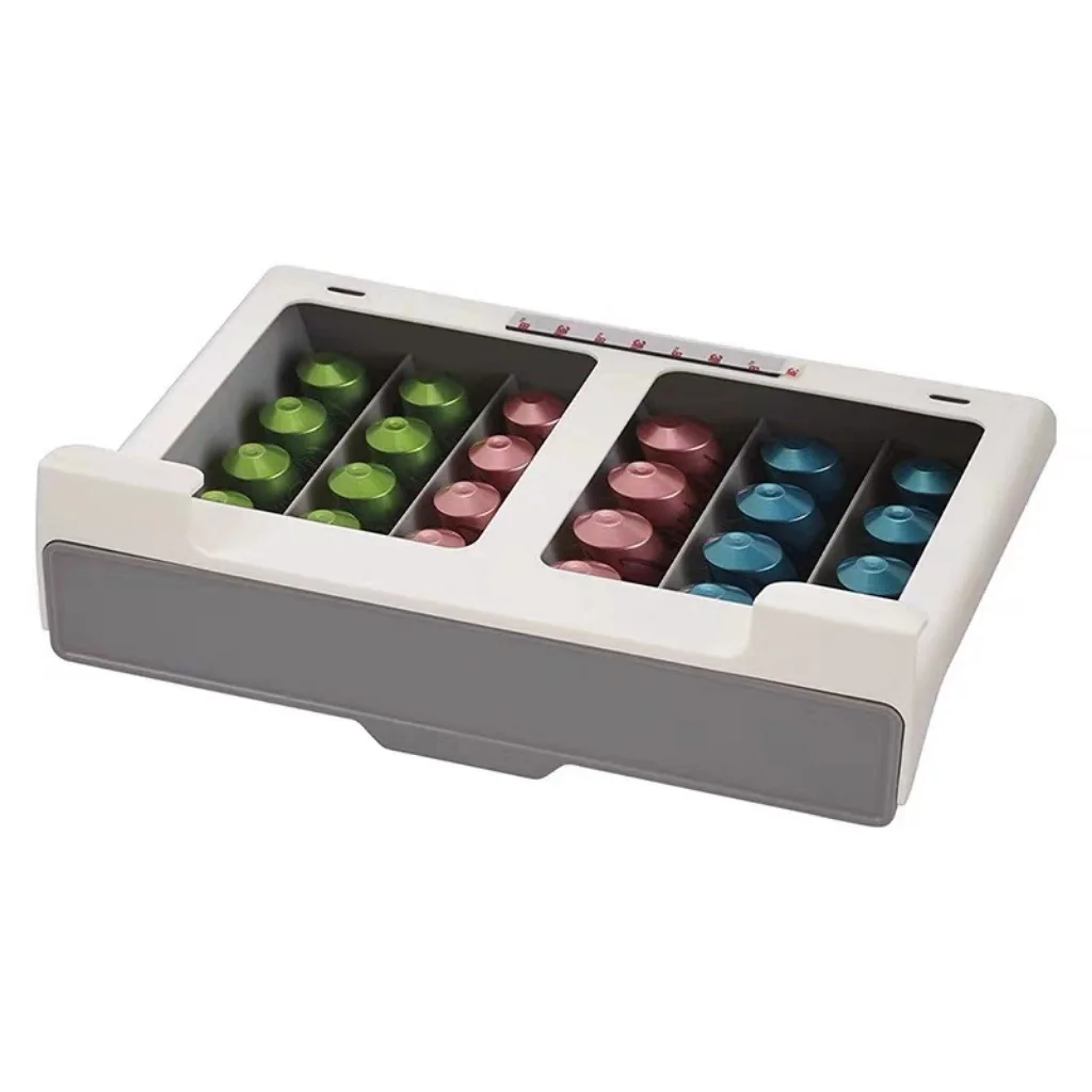 Coffee Capsule Holder Capsule Coffee Tea Bag Storage Rack Drawer Organizing Box No Punching Required Space Saving Storage Box view 3