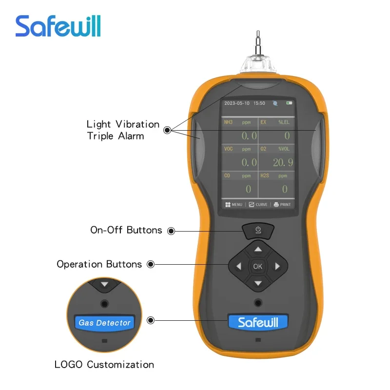 Safewill Portable Multi Gas Detector Calibration Equipment with Pump ES60A Rugged VOC Gas Detector with Explosion Proof