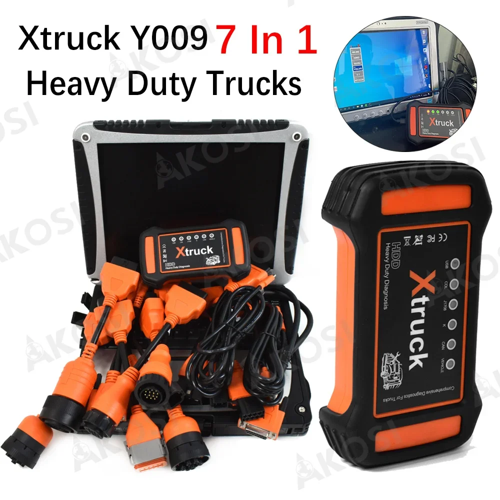 

7 in 1 heavy duty truck Xtruck Y009 Universal Diesel Machinery Multifunctional Auto Repair diagnostic tools+CF19 laptop