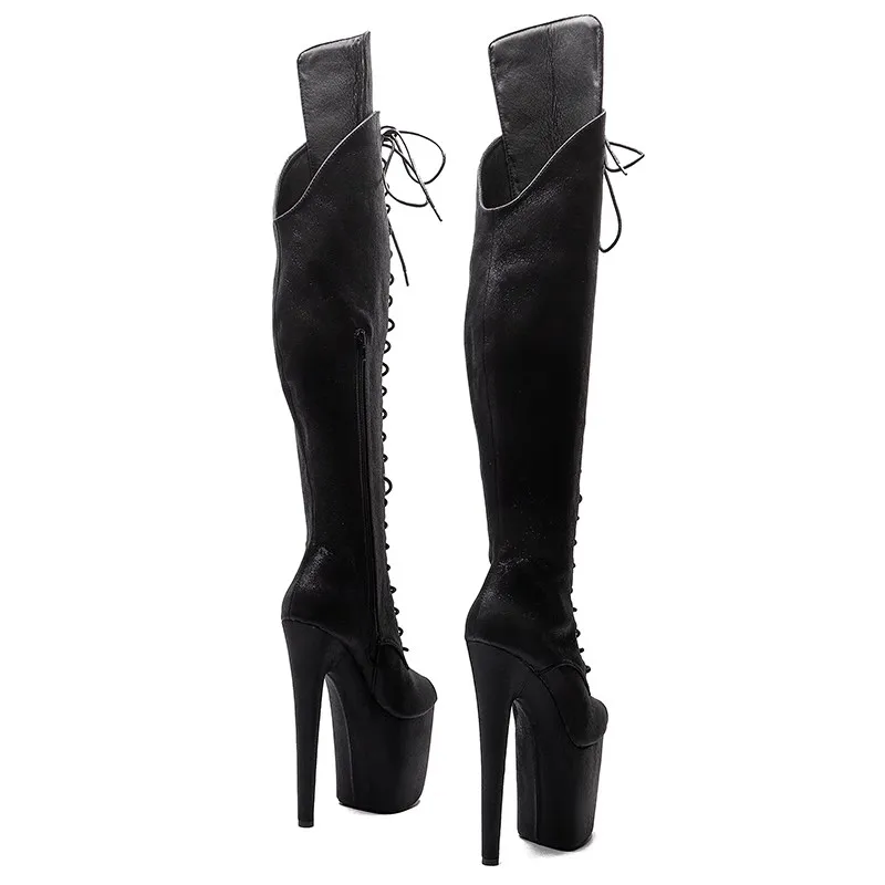 Lace Up Sexy Model Shows PU Upper 20CM/8Inch Women's Platform Party High Heels Shoes Pole Dance Boots 619