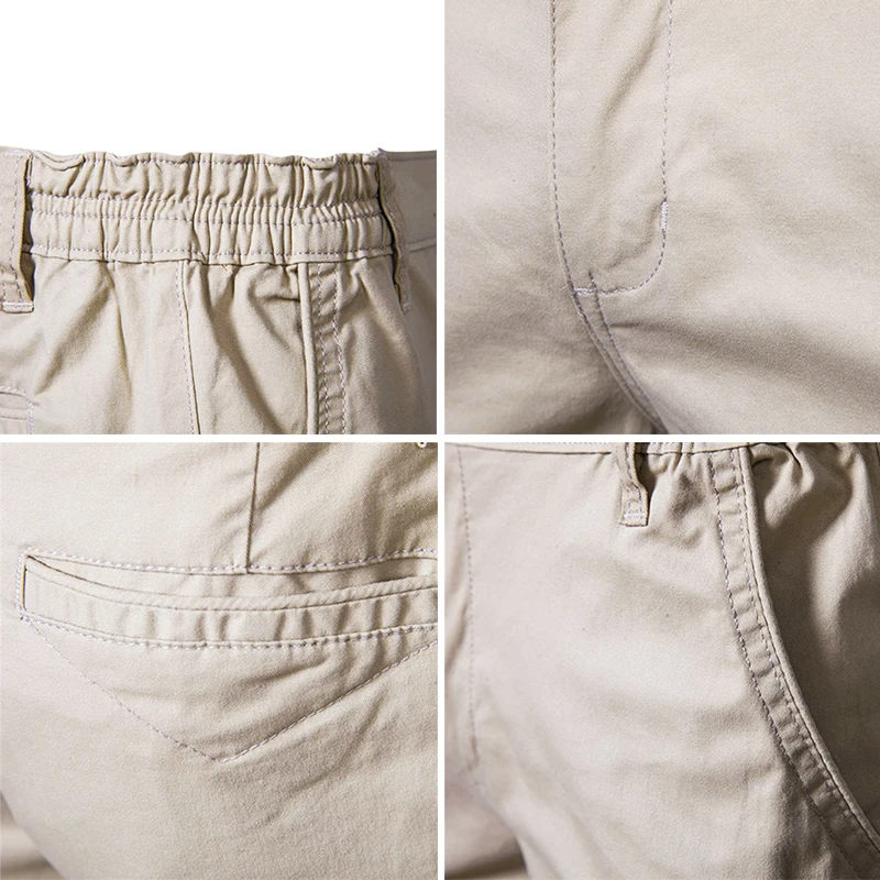 Summer Men\'s Shorts Straight Fit Knee-Length Short Suit Pant Solid Black Khaki Clothing Student Thin Colors Casual Shorts Man