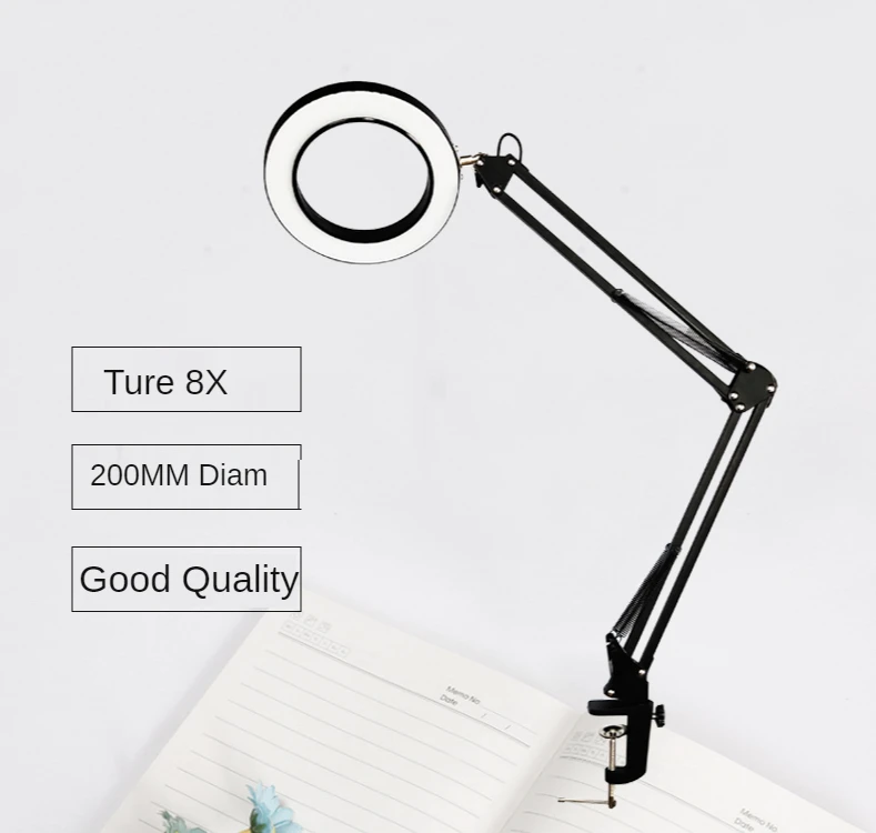 NEW 200MM Diam 120 LED 8X Magnifying Glass for Reading Soldering station phone with LED light stand Illuminated magnifier