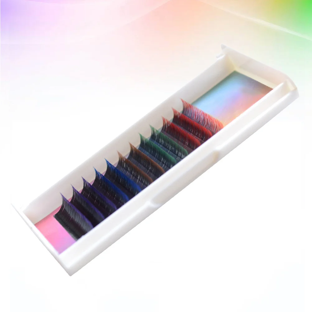 1 ชุดขนตาปลอมไล่เฉดสี ไฟเบอร์น้ำหนักเบา ต่อขนตาหลากสีสันสำหรับการแสดง แต่งหน้าเทศกาลฮาโลวีน