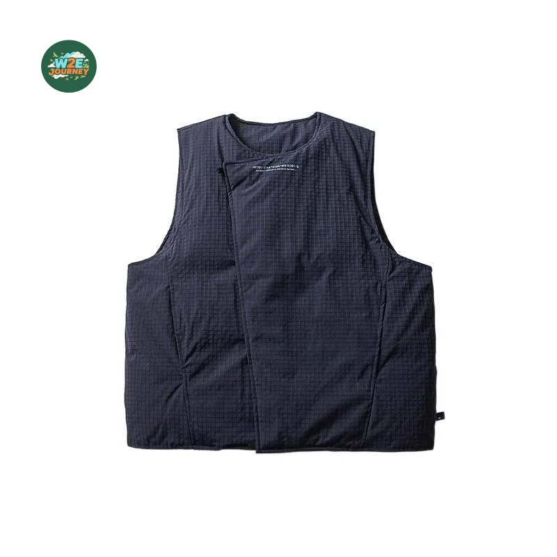 W2EJOURNEY EU US Size High Quality Outdoor Vest American Retro Style Irregular Diagonal Placket Plaid Casual Vest Unisex