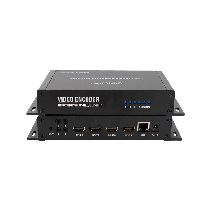 High Compact 4 Channels HD 4 Ports 3.5 Mm Audio To RTMP Encoder 4K HD Video IP Encoder