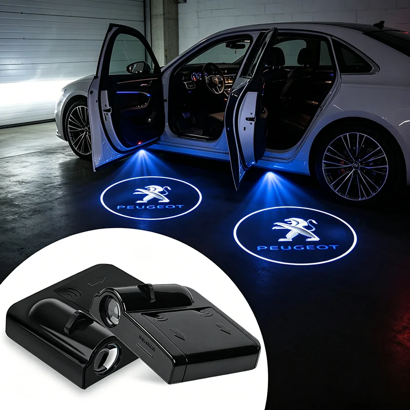 Car Door Welcome Laser Led Projector Logo Light Wireless For Peugeot HX1 Partner 3008 4008 2008 5008 4007 6008 Wheel Center Caps