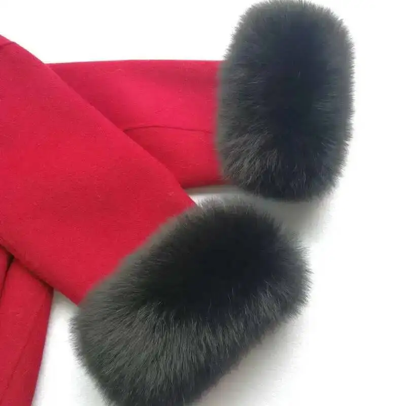 Fox Fur Cuffs Winter Warm Fur Elastic Wrist On Cuff Keep Warm Arm Warmers Coat Sleeve Decorate Natural Fur Oversleeve For Women
