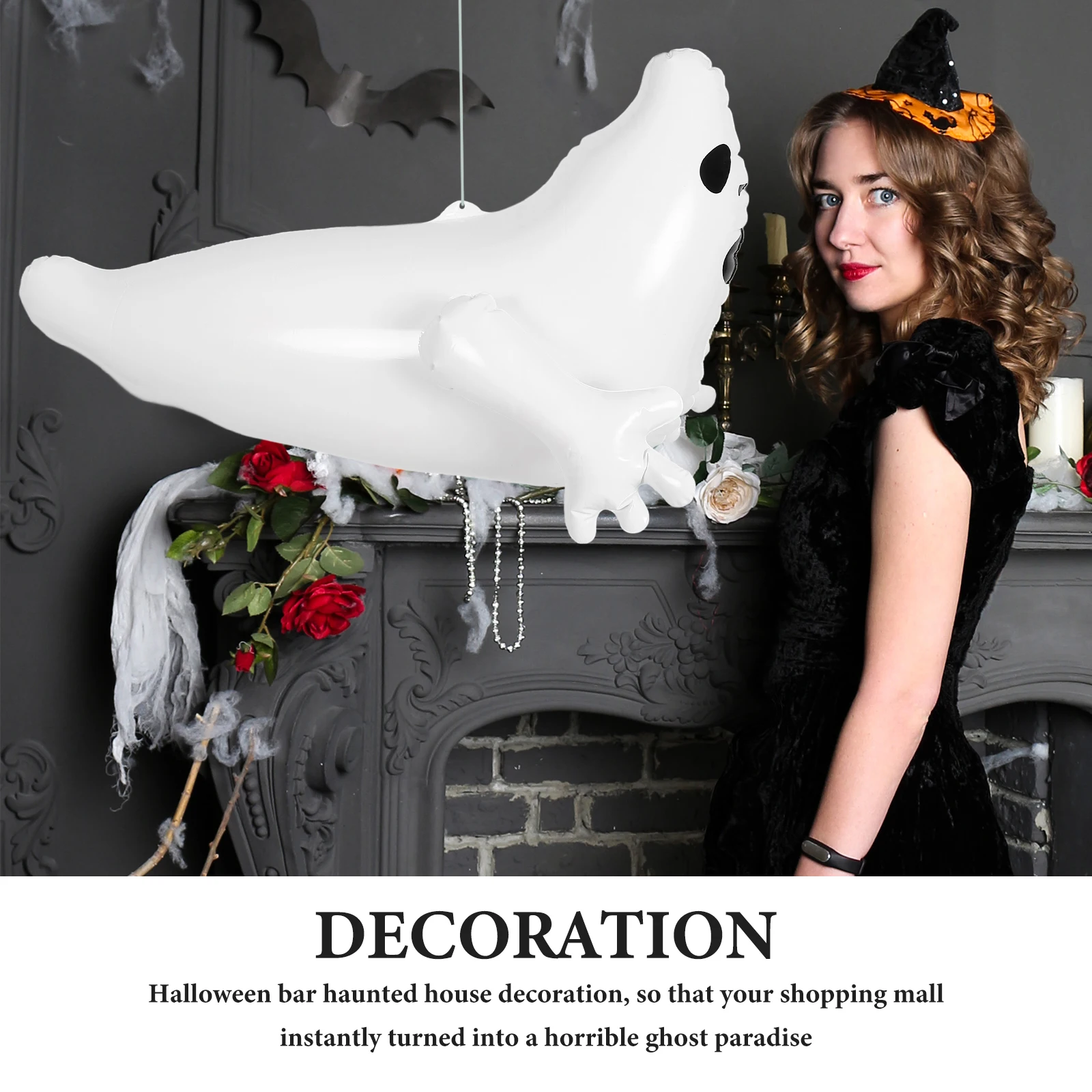 

Inflatable Ghost Halloween Decor Outdoor Ornaments Decoration Props Hanging Decorative Pvc Home Ghosts