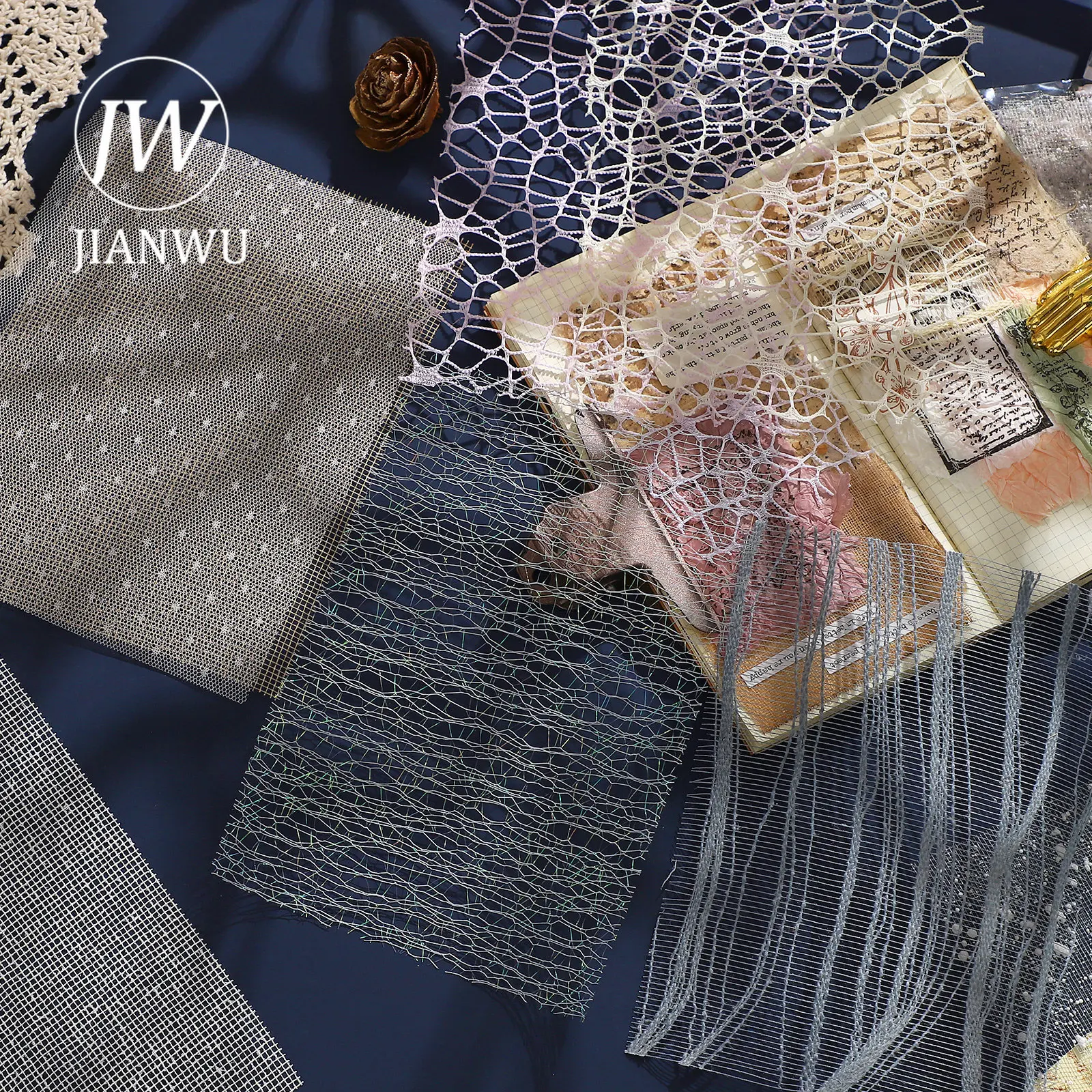 JIANWU A5 10 Sheets Mesh Gauze Transparent Journal Special Material Paper Memo Pad DIY Scrapbooking Background Paper Stationery