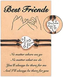 Best Friend Sister Friendship Bracelets for 2/3 Heart Matching Bracelets Gifts for Women Girls Adjustable Handmade BFF Gifts