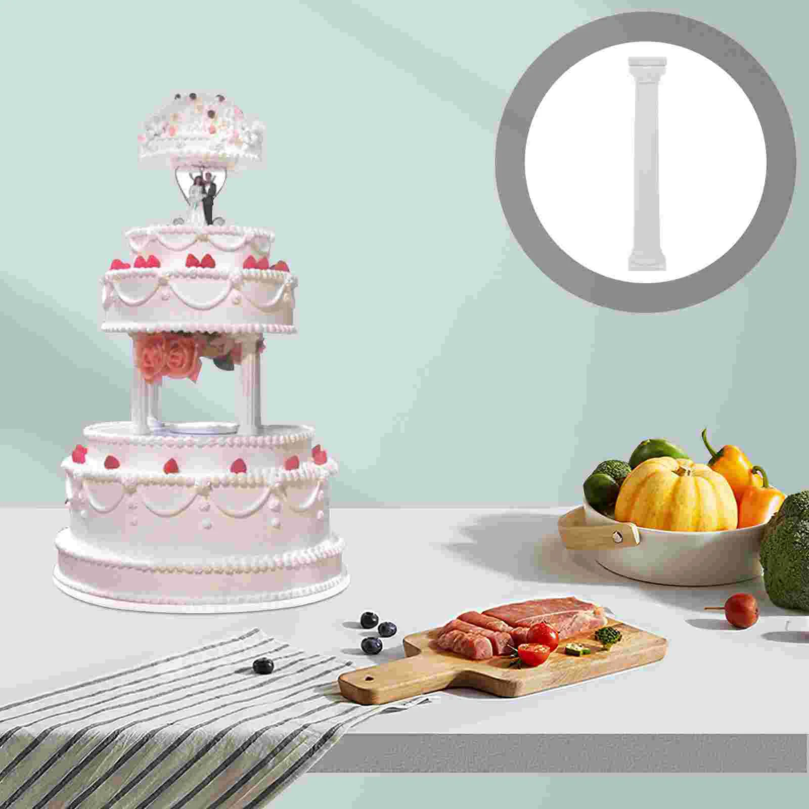 

8 Pcs Dome Roman Pillar Cake Stand Country Decor for Stacking Sculpture White Plastic Baby Retro