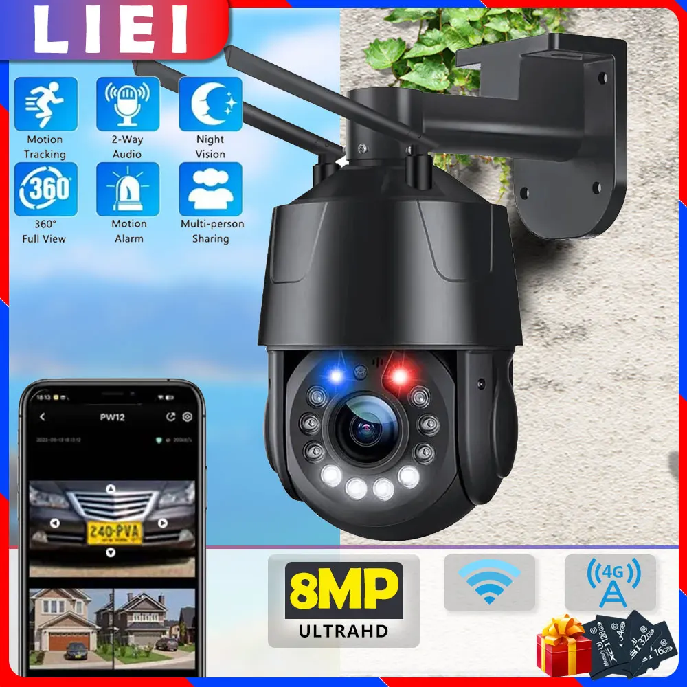 

LIEI WIFI 4G POE 8MP 5MP 99X Optical Zoom Outdoor Surveillance Camera AI Auto Tracking 150M IR Distance Metal PTZ Security Cam