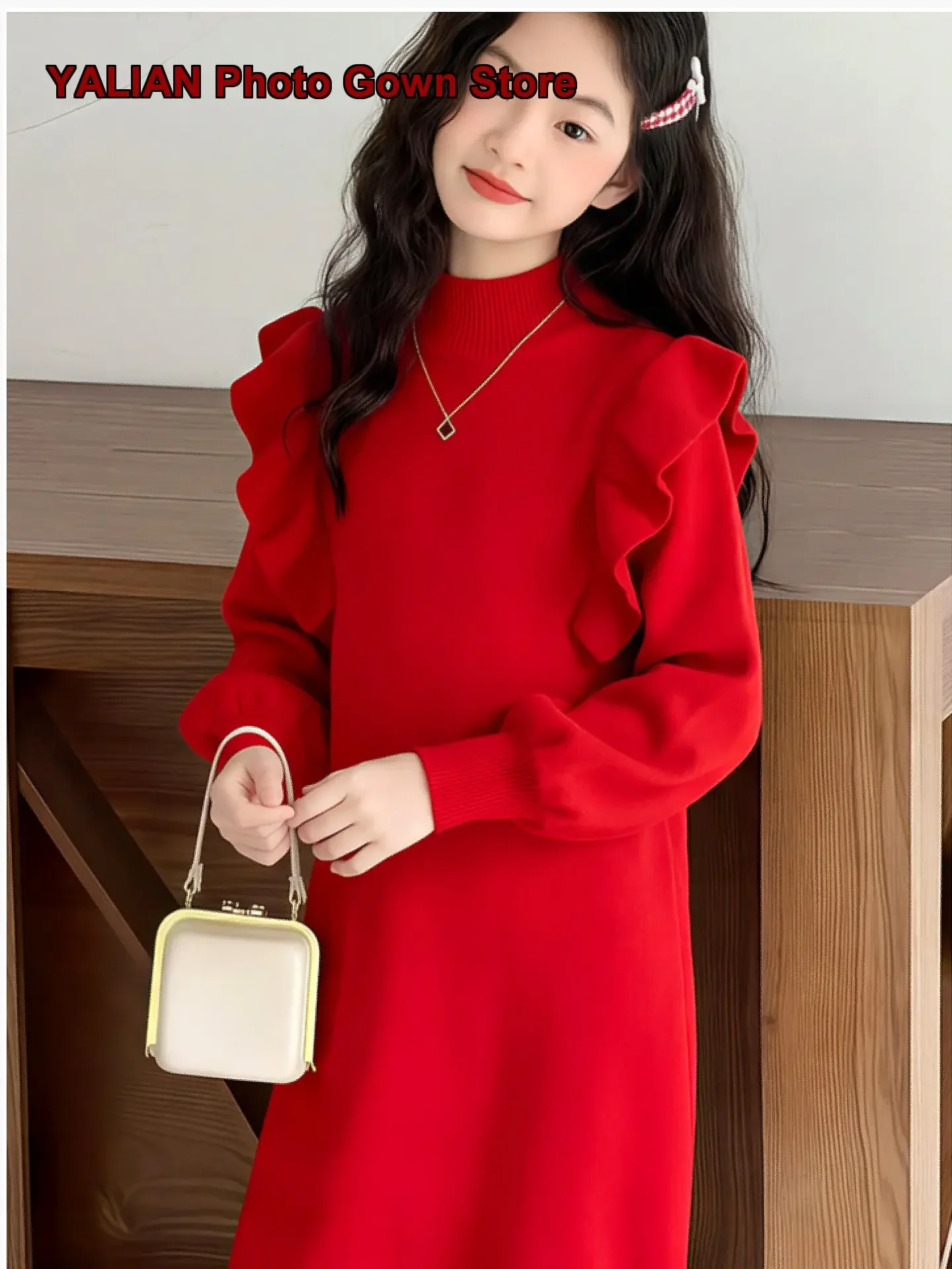Girls Winter Dress 2026 New Year Outfit Little Girls Thickened Fleece Lined Greeting Dress