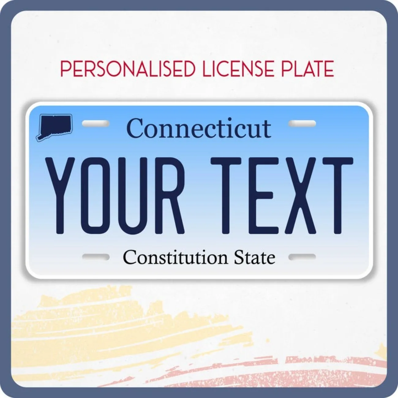 Maßgeschneidertes, personalisiertes Connecticut-Nummernschild – Aluminium-Waschtischschild für Auto/Motorrad/Fahrrad.