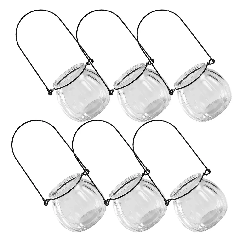 

6Pcs Wall Mounted Glass Vases Hanging Hydroponic Planters for Air Plants Indoor Wall Decor Propagation Vases Clear Glass Pots
