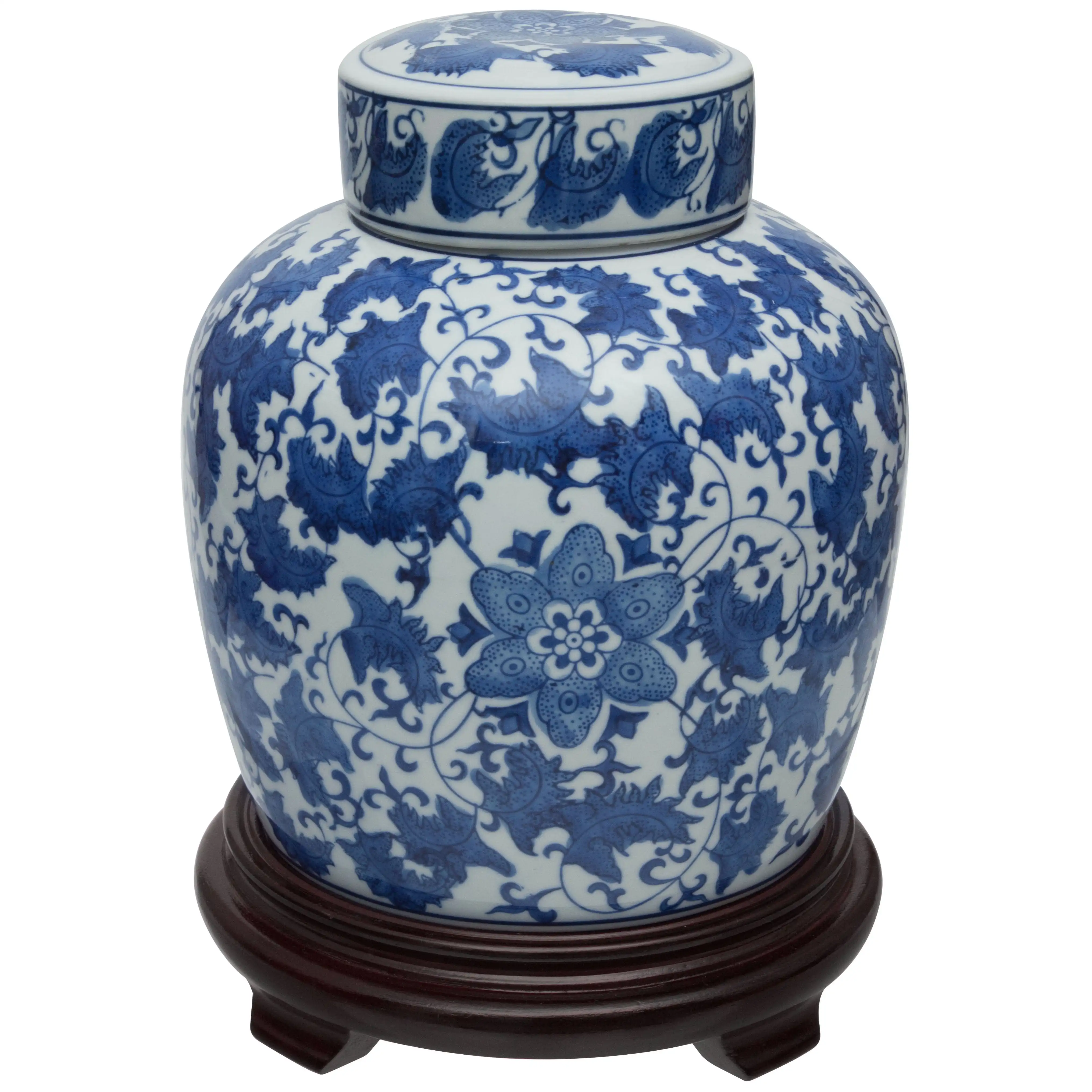 

10 Floral Blue & White Porcelain Ginger Jar
