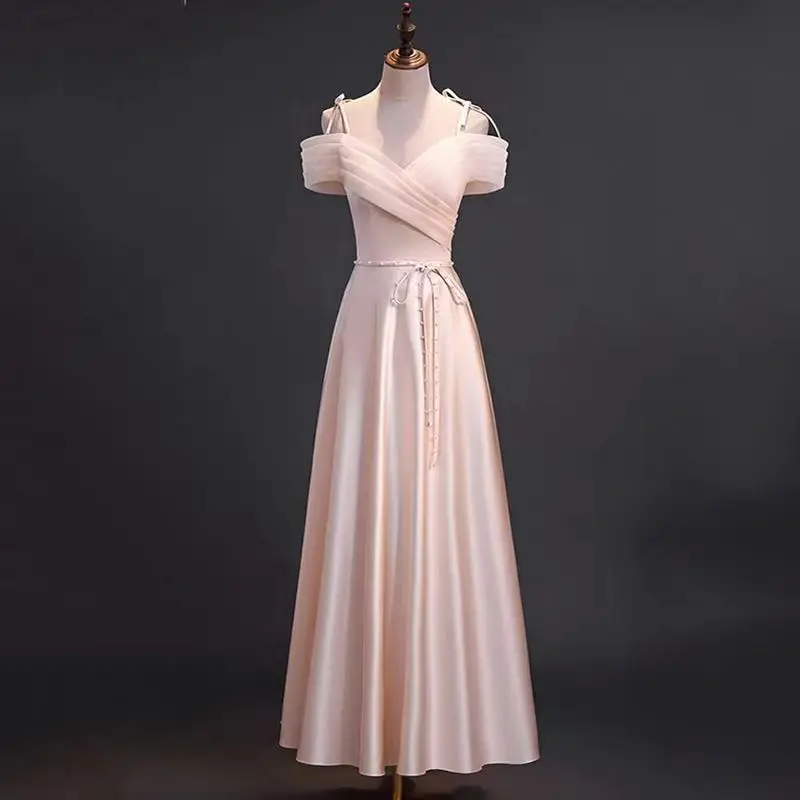 

BK049Bridesmaid Dress Simple Pink Romantic French Wedding Formal Occasion Dress