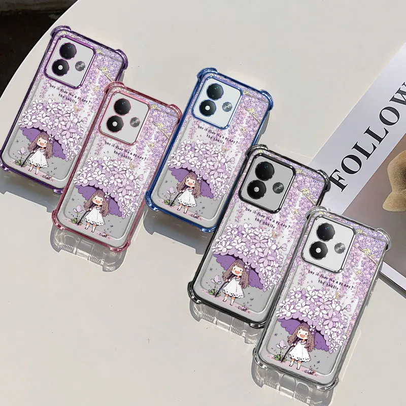 Plating Cover For Xiaomi Redmi Note 17 Pro Max 5G Note 17 4G Case TPU Four-corner Shockproof Girl Pattern Fundas