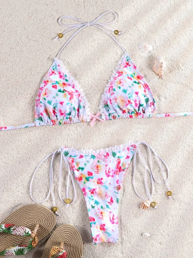 ZRTAK Micro Spitze Bikinis 2024, sexy Frauen Badeanzüge, weibliche Bademode, Push-Up-Bikini-Set, Badeanzug, Badeanzüge, Strandmode