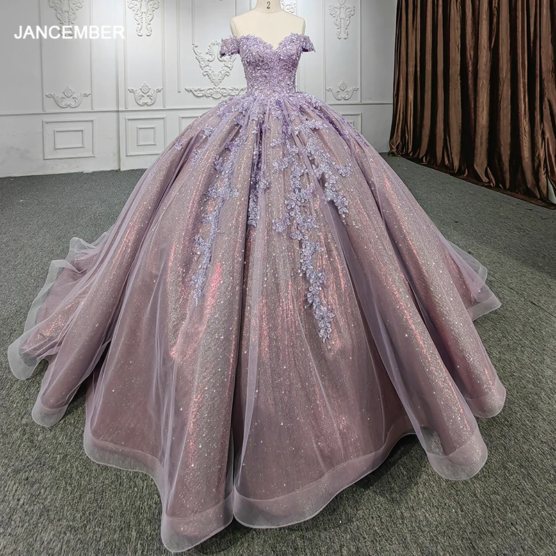 Quinceanera Dresses Ball Gown Crystal Vestidos De 15 Años Flowers Purple Sweetheart Beading DY9953 Evening Party Dress 2022