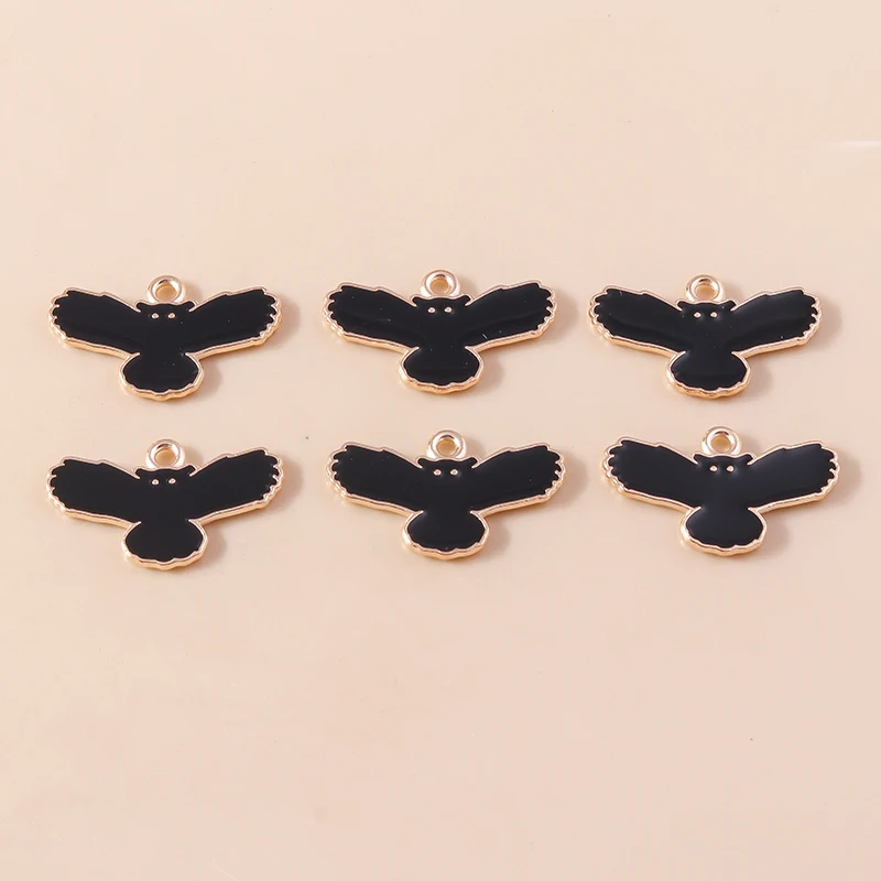 20 Stück 23x14mm Cartoon-Tieranhänger, emaillierte schwarze Eulenanhänger für die Schmuckherstellung, Halsketten, Ohrringe, DIY-Bastelzubehör ﻿ – Detail 2