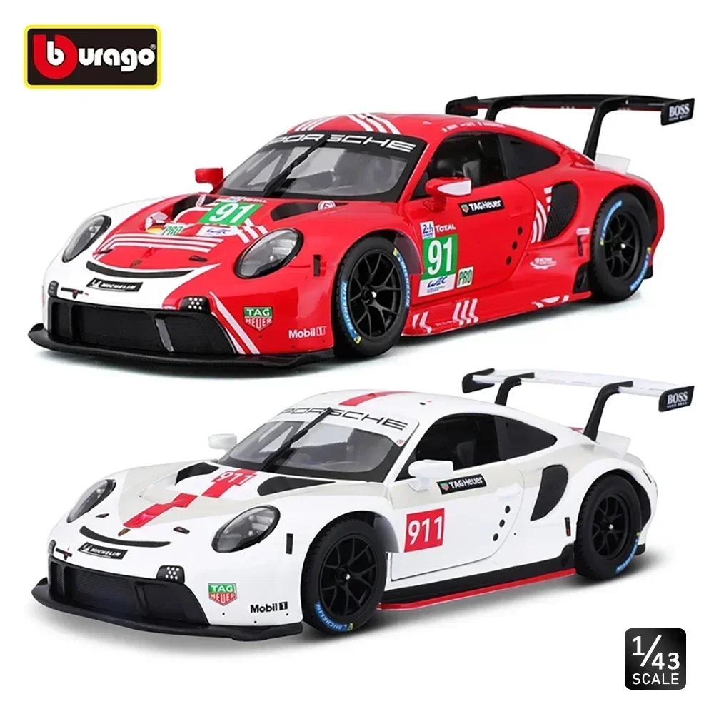 Bburago 1:43 Porsche 911 GT3 RSR LM 2020 Weissach Racing Simulation Alloy Diecast Car Model Toy Collection Gift