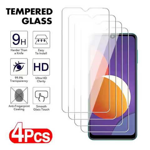4Pcs Transparent Tempered Glass For Samsung Galaxy M04 M11 M12 M13 M14 M21 M22 M23 4G 5G Screen Protector For Samsung M21S Film