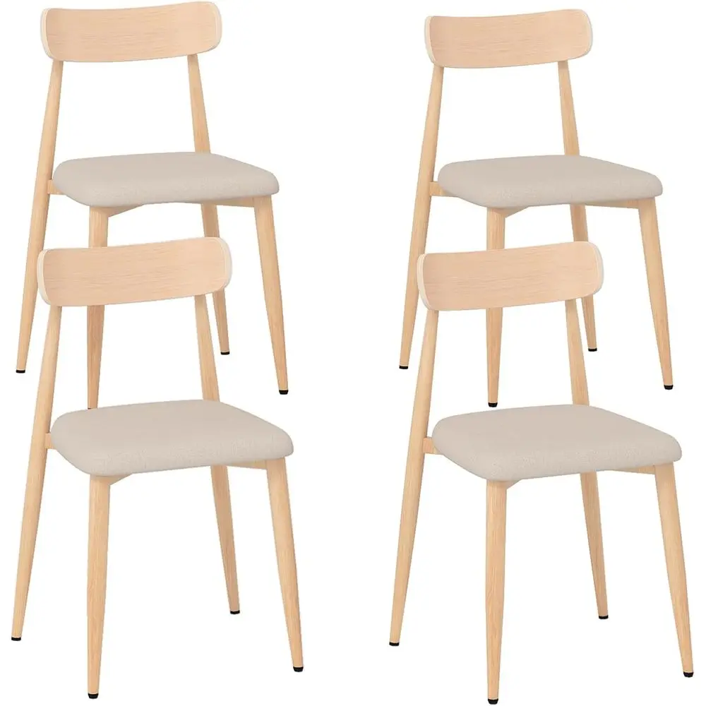 

Комплект из 4 обеденных стульев с льняной обивкой и металлическими ножками, с мягкими сиденьями и изогнутыми спинками, подходят для кухни или столовой, выдерживают до 120 кг.