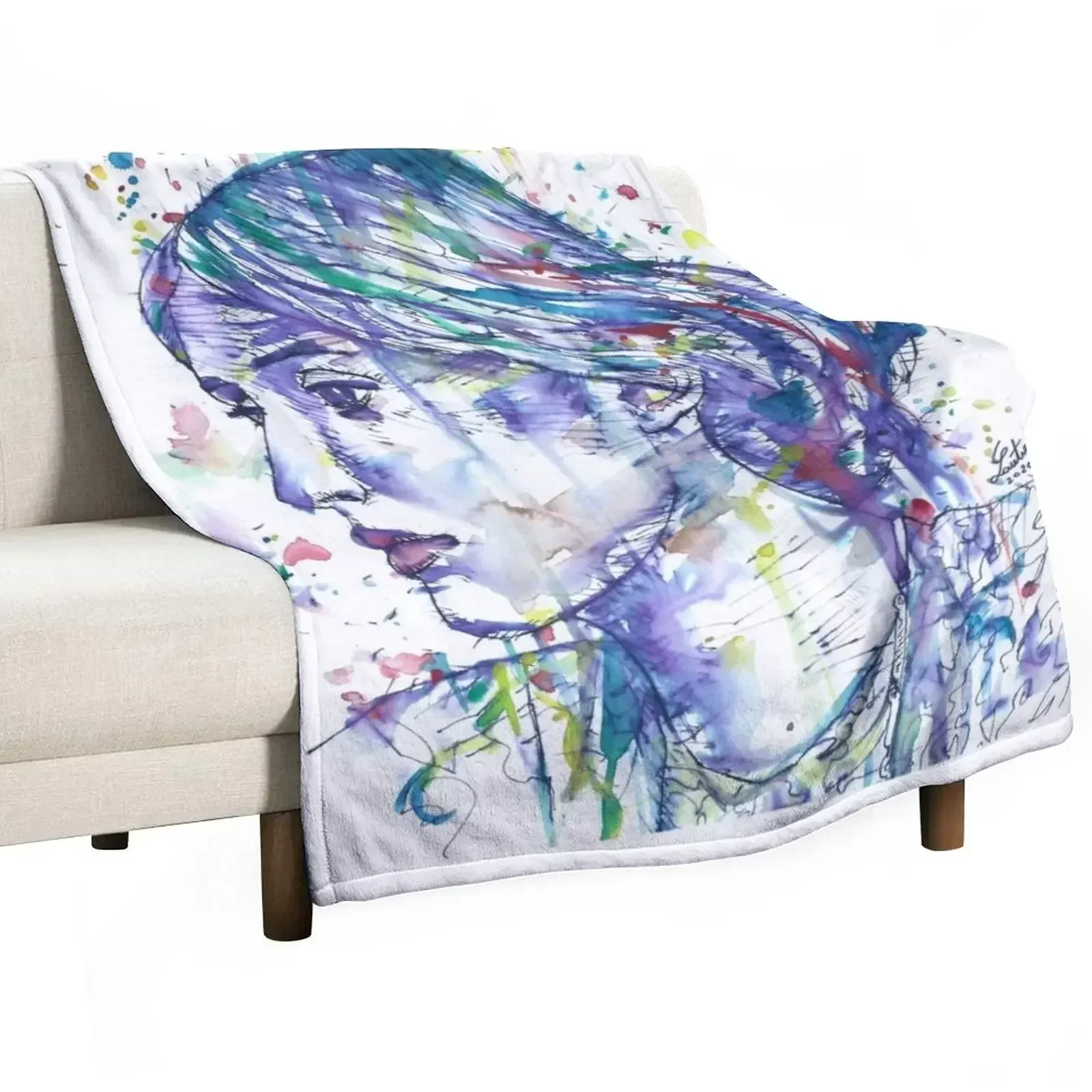 VIRGINIA WOOLF watercolor and ink portrait.1 Throw Blanket Shaggy Luxury St Blankets