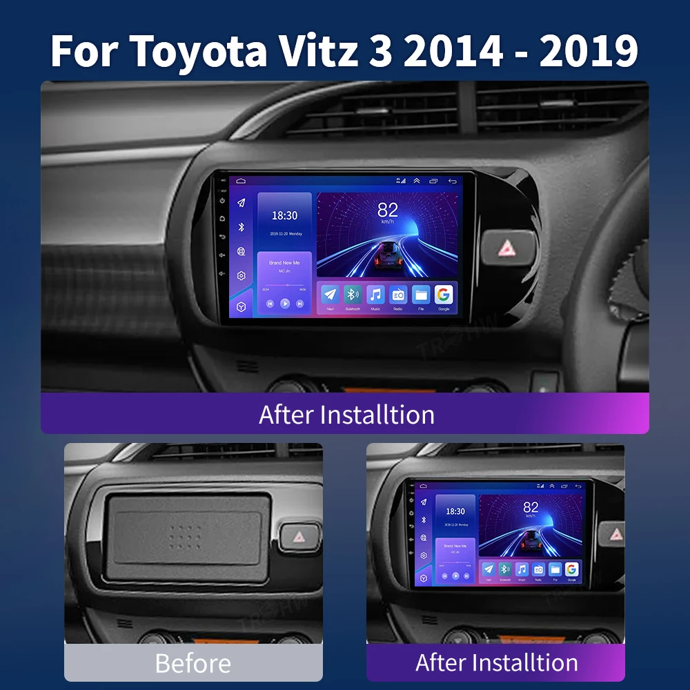 For Toyota Vitz 3 III XP130 2014 2019 Car Radio Right hand driver Multimedia Navigation GPS No 2din 2 din