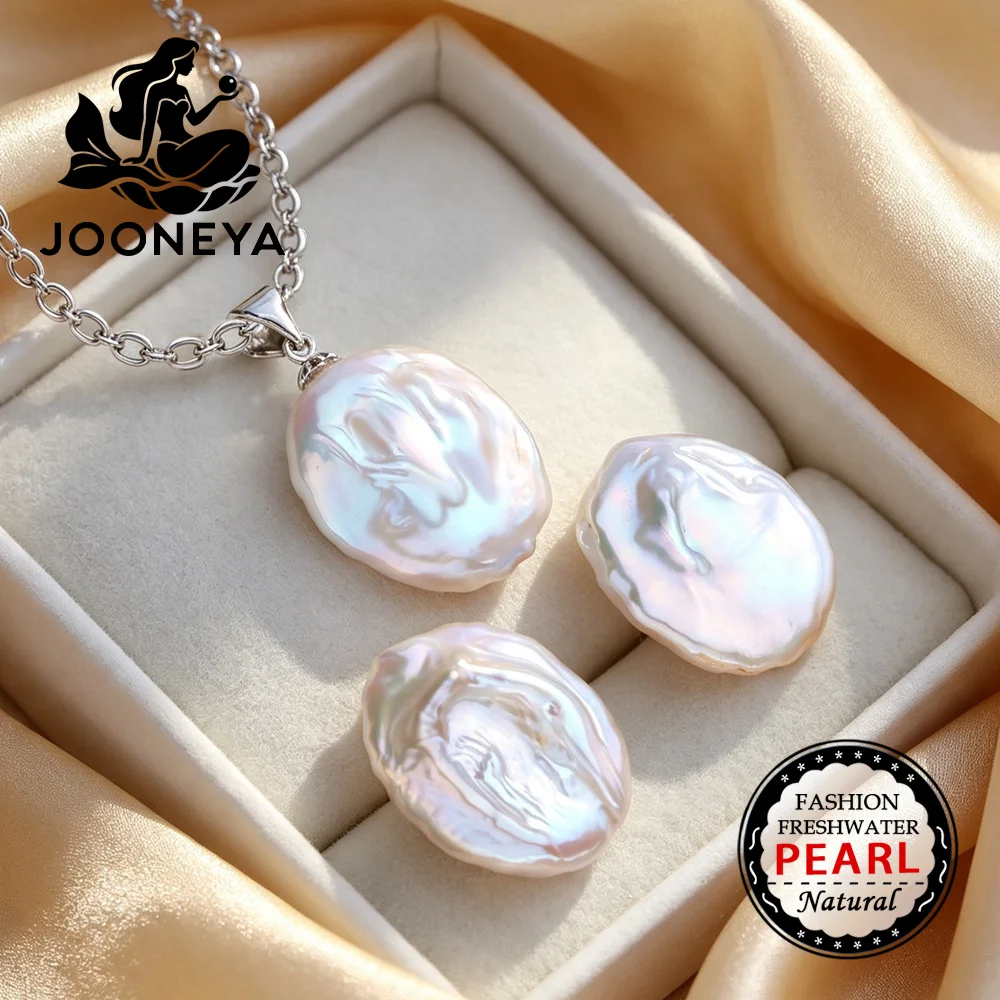 Fashion Natural Freshwater Pearl Necklace Pendant Earrings For Women Cultured Pearl Cubic Zirconia Necklace Earrings Jewelry Set