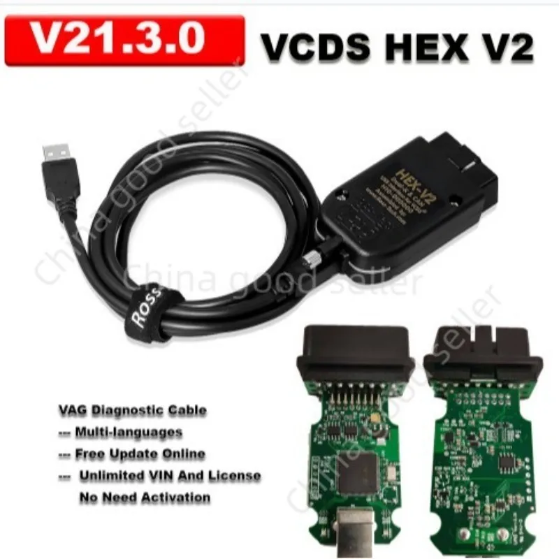 Real HEX V2 VAGCOM VCDS STM32F429 5053, многоязычное онлайн-обновление истинного второго поколения