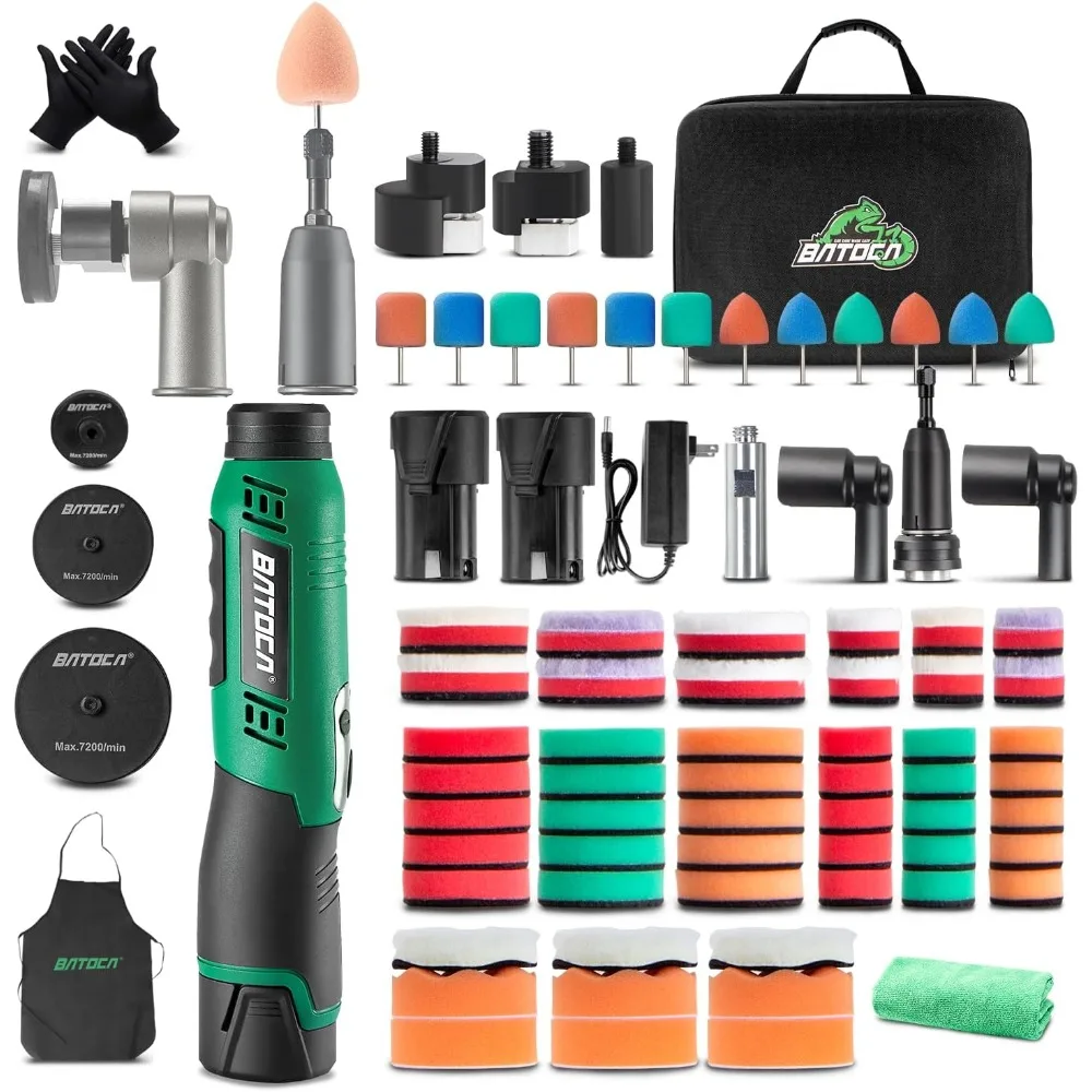 

Мини-полировальный станок S6, аккумуляторный полировщик для детализации автомобиля, аккумуляторы 2x2,0 Ач, роторный буфер 0 мм, полировщик двойного действия 3 мм и 12 мм