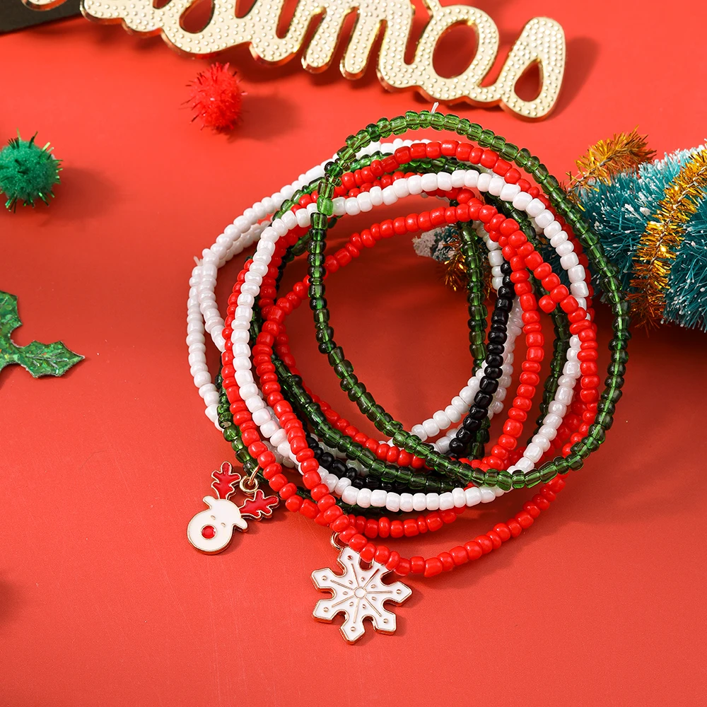 Aihua Neue 10 teile/los Weihnachten Armbänder für Frauen Mädchen Santa Claus Deer Glocke Weihnachten Baum Armband Charme Armreif Schmuck Geschenke – Detail 8