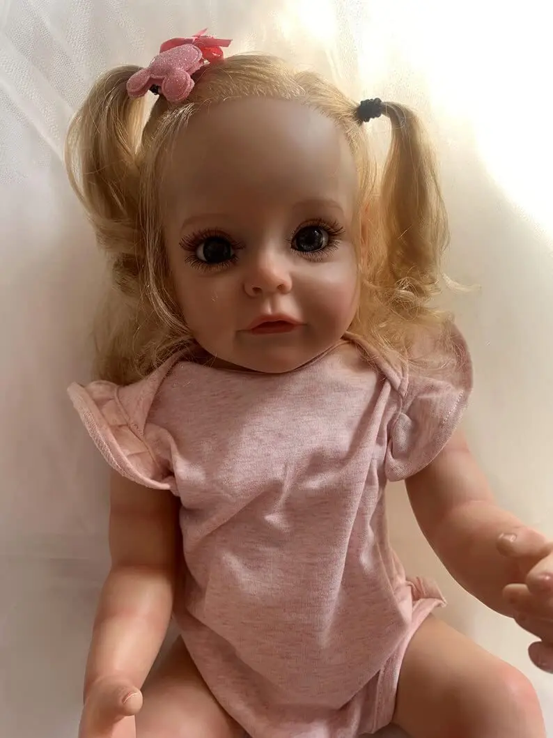 55cm sue-sue corpo inteiro de vinil bonito princesa reborn criança menina boneca realista múltiplas camadas pintura 3d pele mão enraizado cabelo