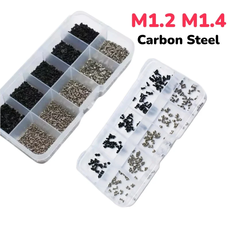 M1.2 M1.4 Carbon Steel Cross Phillips Countersunk Head Mini Laptop Screw Set for Computer and Phone