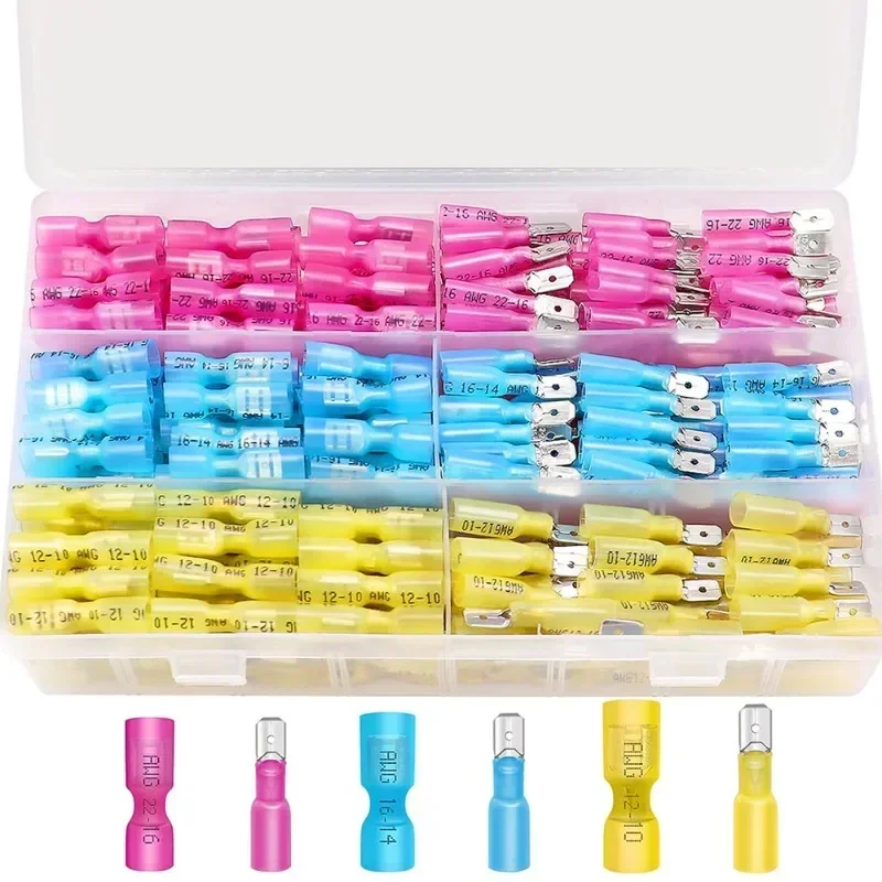 

230PCS Heat Shrink Spring Plug Spades Terminal Set Male and Female Insulated Wire Connector Waterproof Wire Crimp Connector Kit