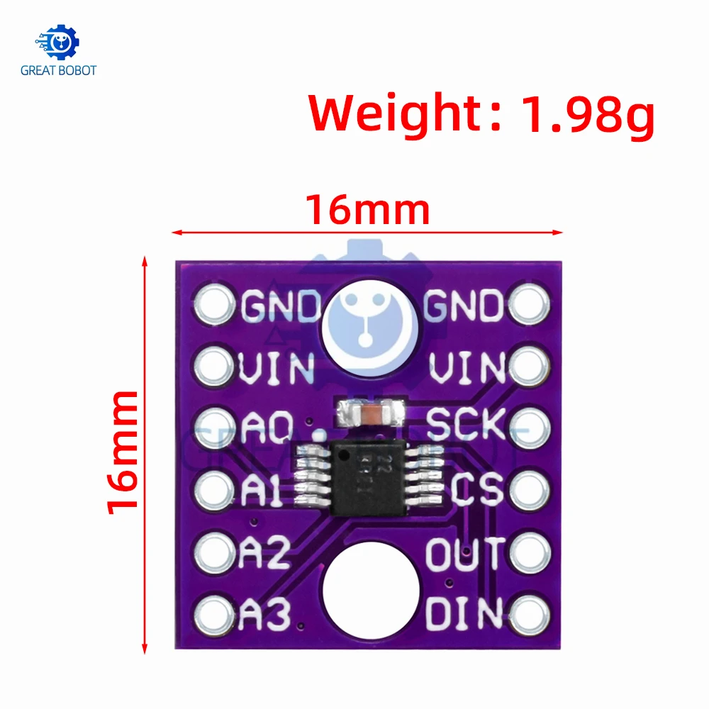 1~10PCS ADS1118 16-Bit ADC Development Board – Arduino-Compatible, 2V-5.5V Input | Dual SPI/I2C Interface