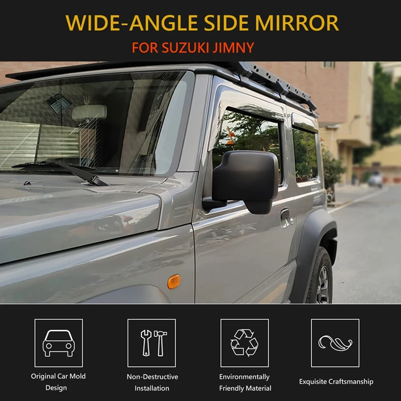 Rear Side Mirror View Blind Spot Assist Mirror Wide Angle Convex Rear View Mirror For Suzuki Jimny JB64 JB74W 2019-2021