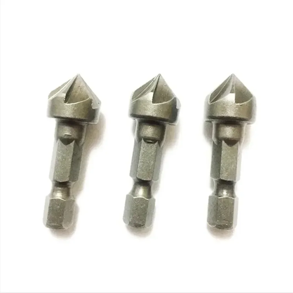 Chamfer Drill Bit Expertly Crafted HCS Hex Handle 6 Flute Countersink Chamfering Drill Bits Pack Of 3 Chamfer Tool